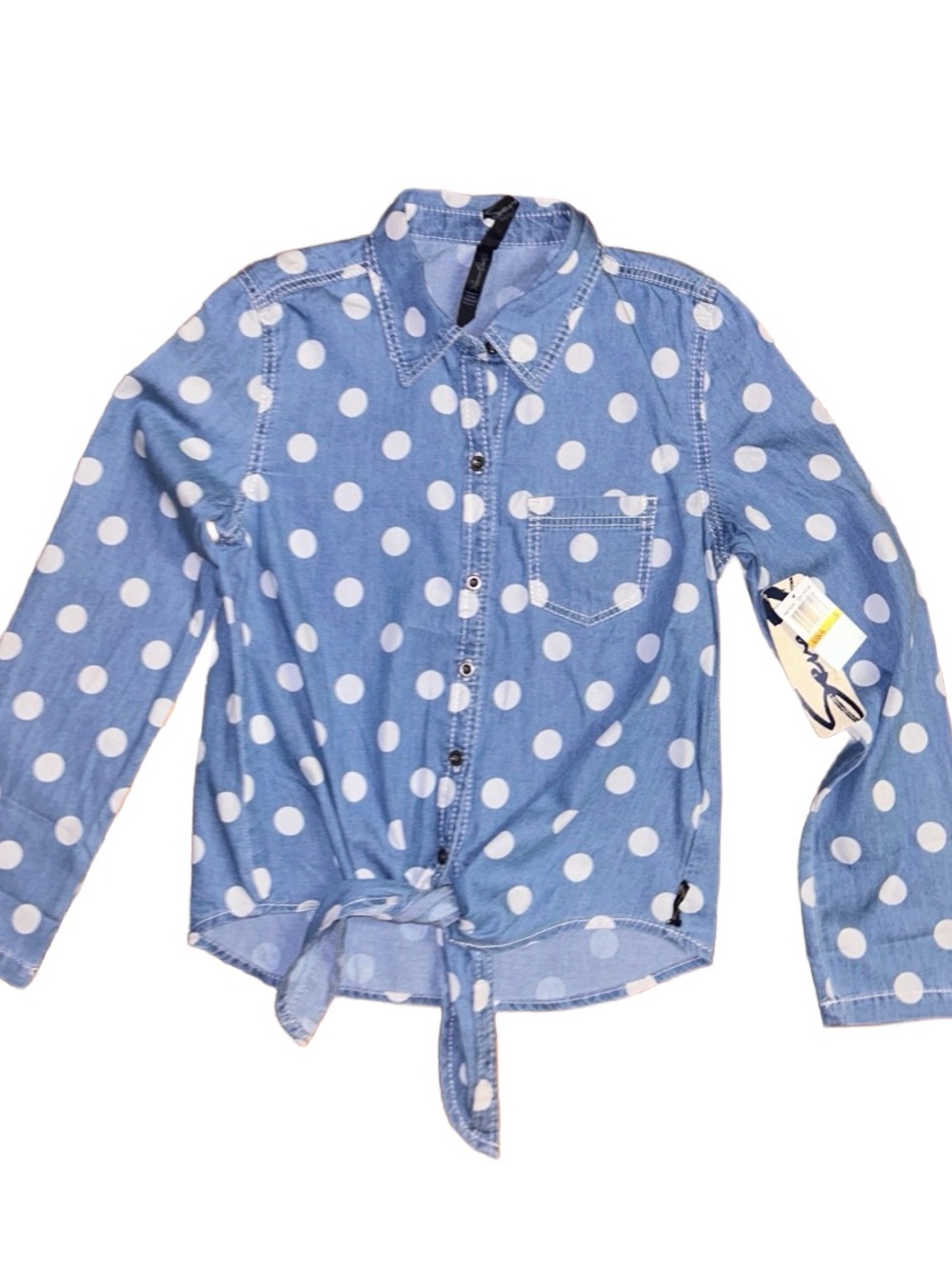 Seven Premium Quality Brand ~ Small ~ Blue/White Polka Dots Blouse ~ New W/Tags